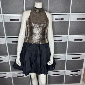 Lillie Rubin Vintage Gold Sequin & Black Dress Size 4